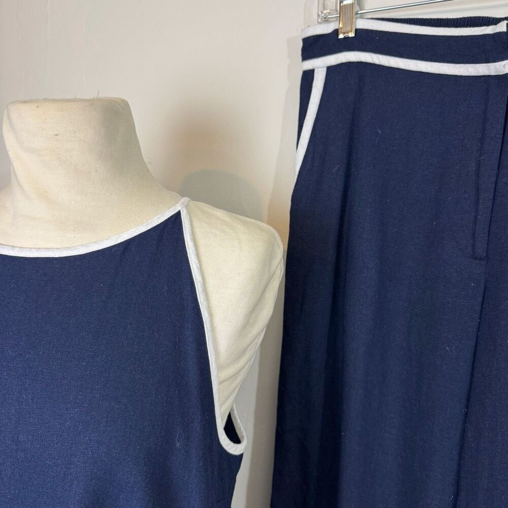 HALOGEN | navy linen set pants (10) blouse (s) | Nordstrom’s two-piece set - Picture 2 of 11